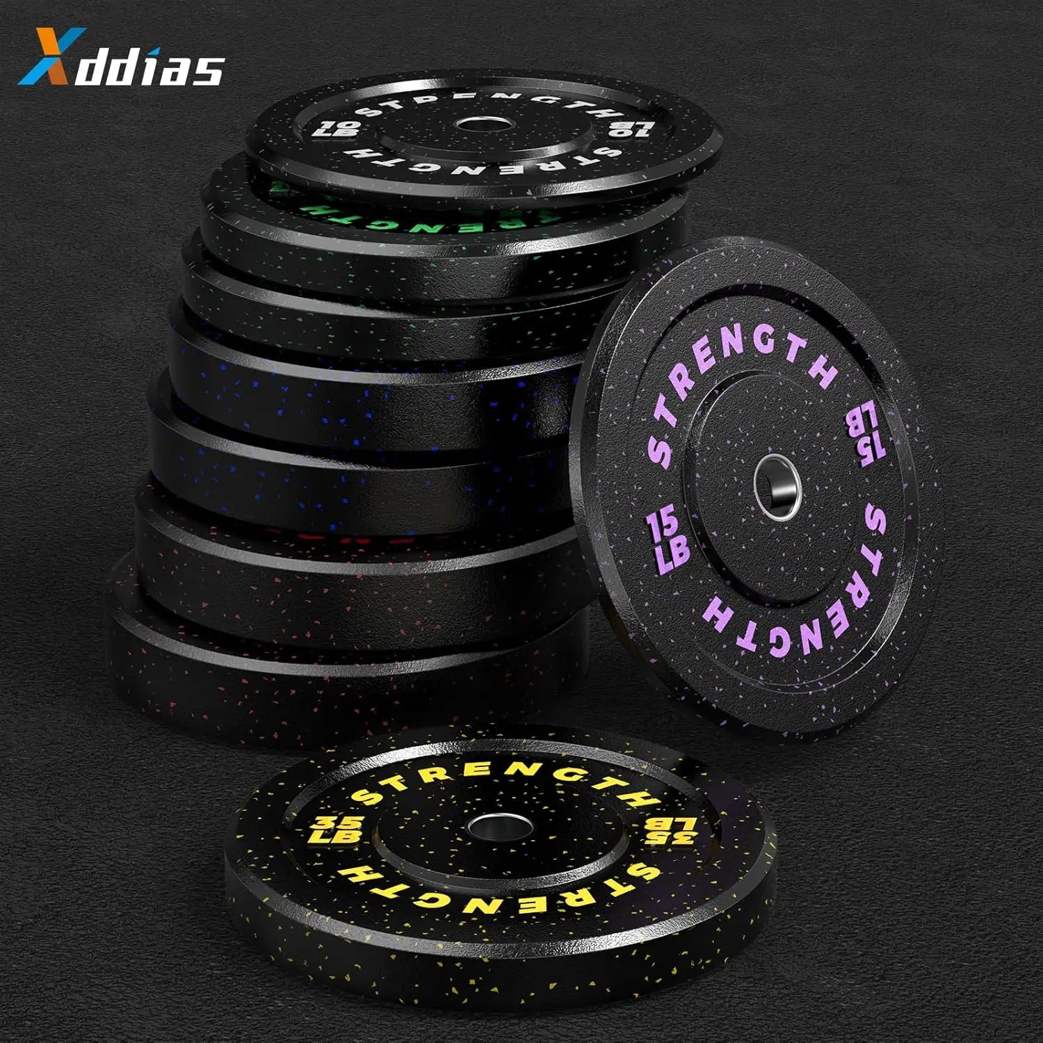 10/15/25/35/45/55LB Ol ympic Bumper Plates, High-Bounce Olympic Weight Plates with Colored Fleck-Rubber Weights Plates