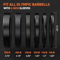 10/15/25/35/45/55LB Ol ympic Bumper Plates, High-Bounce Olympic Weight Plates with Colored Fleck-Rubber Weights Plates