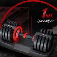 Adjustable Dumbbell, 25/55 lb Dumbbell for Men and Women, Fast Adjust Weight by Turning Handle, Black Dumbbell with Tray Suitabl