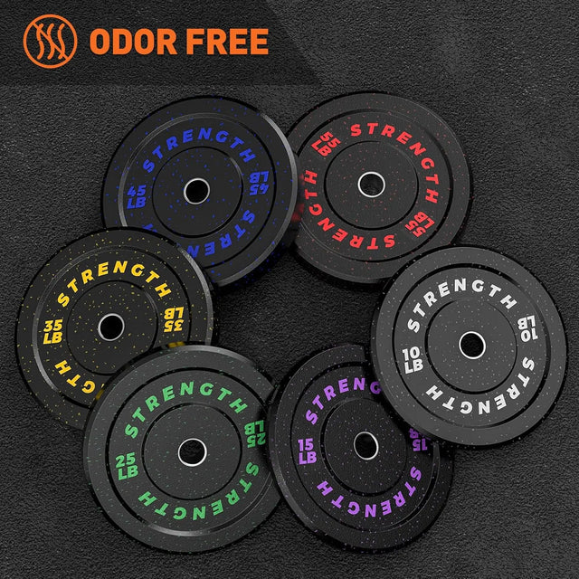 10/15/25/35/45/55LB Ol ympic Bumper Plates, High-Bounce Olympic Weight Plates with Colored Fleck-Rubber Weights Plates